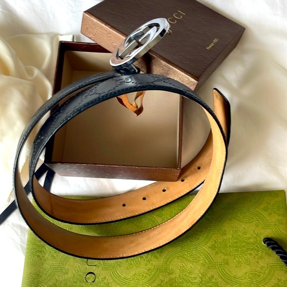 Gucci GG Canvas ssima interlocking Belt Black 114984 - Picture 4 of 9